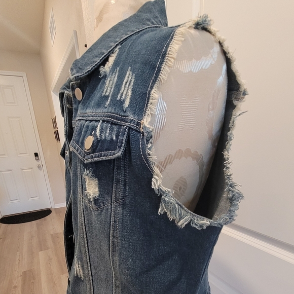 Denim Vest Distressed by Allegra K - Picture 3 of 10